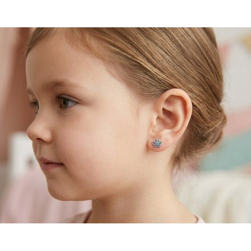 Kolczyki srebrne łapki dla dziewczynki dzieci sztyfty wkrętki srebro 925