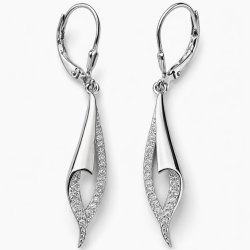 Srebrne kolczyki owale eleganckie z cyrkoniami sztyft srebro próba 925