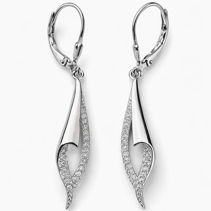 Srebrne kolczyki owale eleganckie z cyrkoniami sztyft srebro próba 925