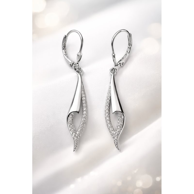 Srebrne kolczyki owale eleganckie z cyrkoniami sztyft srebro próba 925