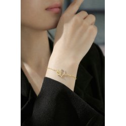 Srebrna bransoletka damska 925 serce z różą srebro pozłacane 925