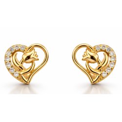 Srebrne kolczyki serca tulipany dla dziewczyny srebro pozłacane prezent