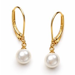 Srebrne kolczyki perły wiszące angielskie pozłacane srebro 925
