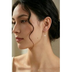 Srebrne kolczyki perły wiszące angielskie pozłacane srebro 925