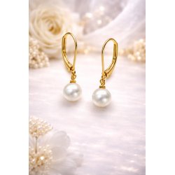 Srebrne kolczyki perły wiszące angielskie pozłacane srebro 925