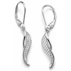 Srebrne kolczyki angielskie z cyrkoniami  wiszące srebro próba 925 rodowane