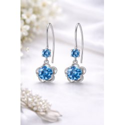 Kolczyki srebrne kwiatki rodowane kolczyki srebro próba 925 wiszące