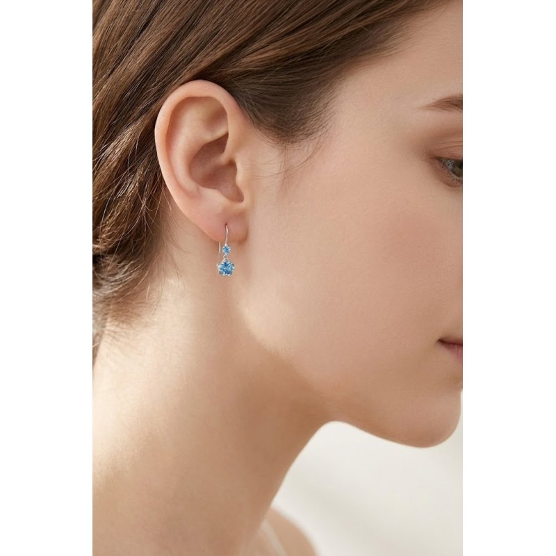 Kolczyki srebrne kwiatki rodowane kolczyki srebro próba 925 wiszące