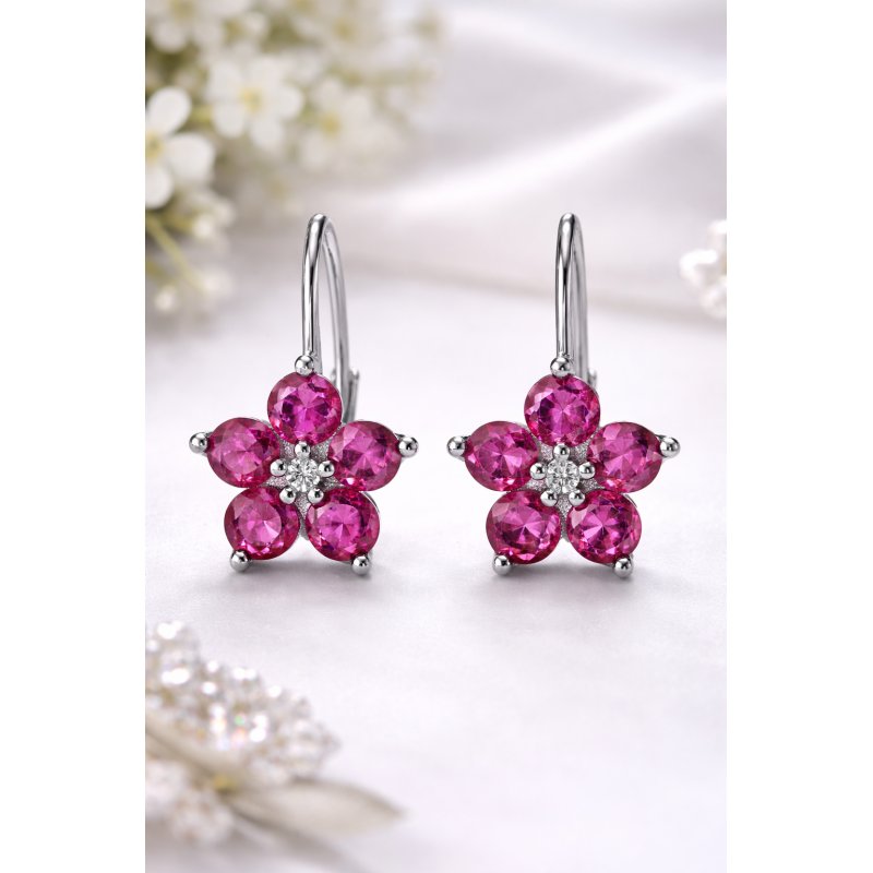 Kolczyki srebrne sztyfty dla dziewczynki kolczyki wkrętki kwiatki rodowane