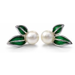 Kolczyki srebrne kwiatki wkrętki sztyfty perły delikatne ozdoby