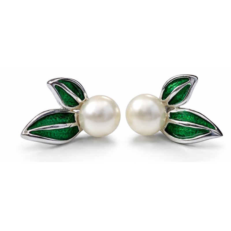 Kolczyki srebrne kwiatki wkrętki sztyfty perły delikatne ozdoby