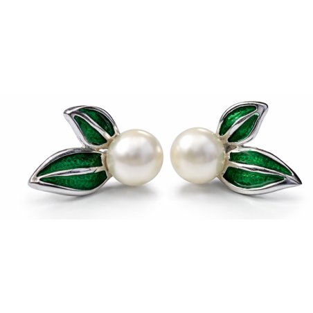 Kolczyki srebrne kwiatki wkrętki sztyfty perły delikatne ozdoby