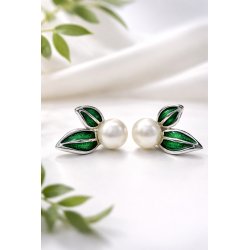 Kolczyki srebrne kwiatki wkrętki sztyfty perły delikatne ozdoby