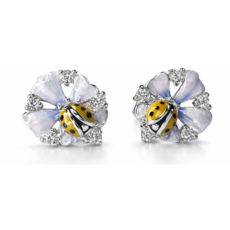Srebrne kolczyki 925 wkrętki sztyfty biedronki kwiatki na wiosnę