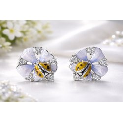 Srebrne kolczyki 925 wkrętki sztyfty biedronki kwiatki na wiosnę