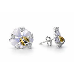 Srebrne kolczyki 925 wkrętki sztyfty biedronki kwiatki na wiosnę