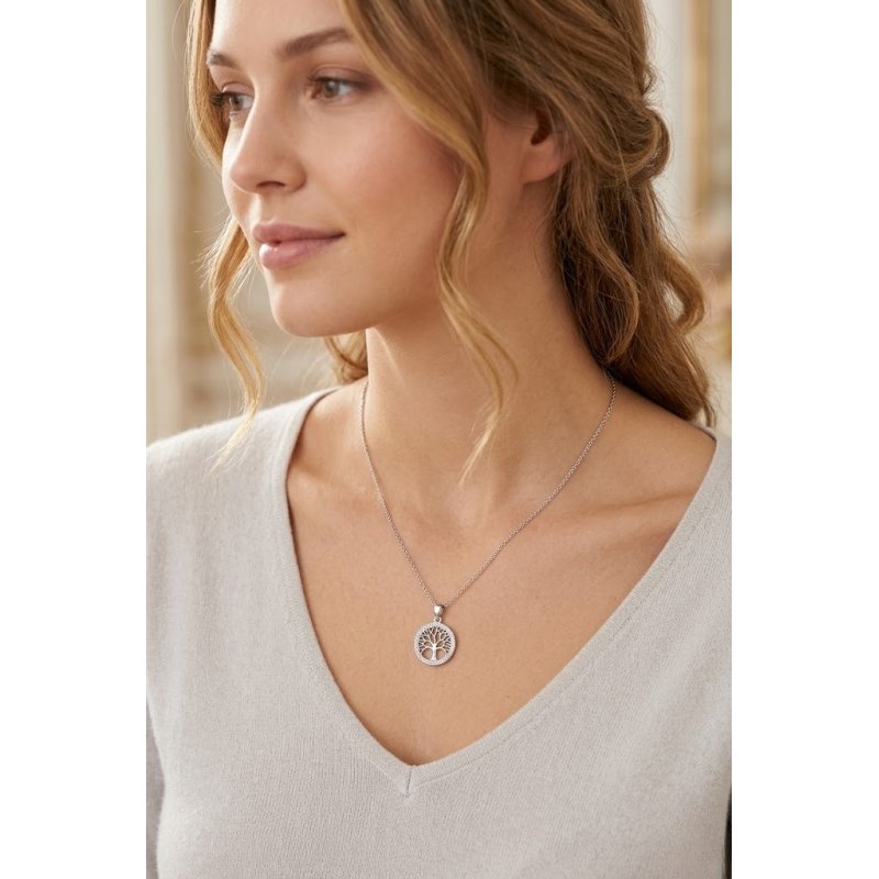 Srebrny naszyjnik drzewko szczęścia stal chirurgiczna szlachetna 316L