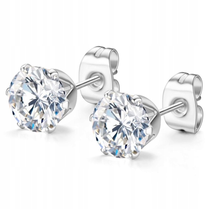 Srebrne kolczyki eleganckie z cyrkonią sztyft stal szlachetna 316L