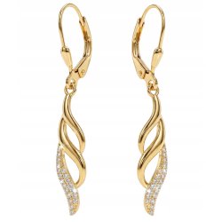 Srebrne kolczyki wiszące długie kolczyki damskie srebro próba 925 pozłacane