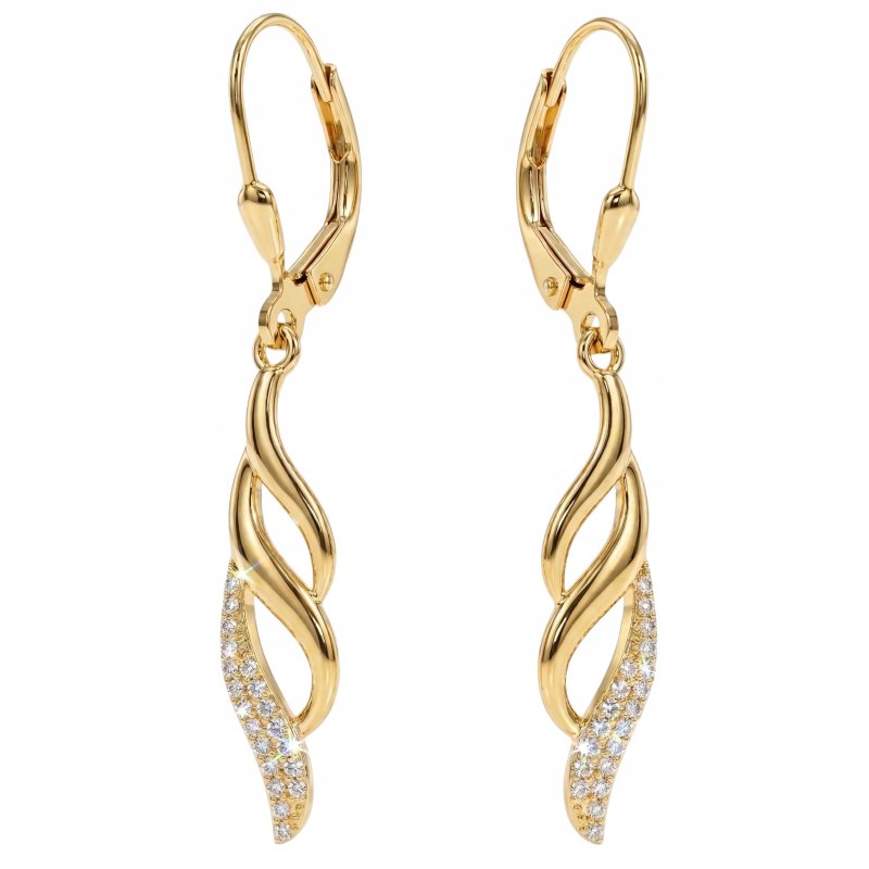 Srebrne kolczyki wiszące długie kolczyki damskie srebro próba 925 pozłacane