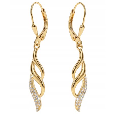 Srebrne kolczyki wiszące długie kolczyki damskie srebro próba 925 pozłacane