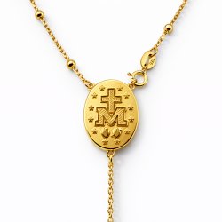 Naszyjnik srebrny pozłacany łańcuszek damski z krzyżykiem i medalikiem srebro 925