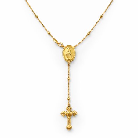 Naszyjnik srebrny pozłacany łańcuszek damski z krzyżykiem i medalikiem srebro 925