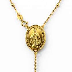 Naszyjnik srebrny pozłacany łańcuszek damski z krzyżykiem i medalikiem srebro 925