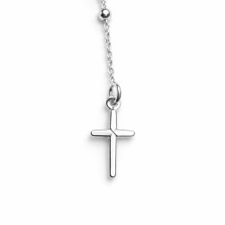 Naszyjnik srebrny różaniec krzyżyk medalik na komunię chrzest srebro