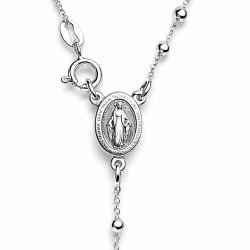 Naszyjnik srebrny różaniec krzyżyk medalik na komunię chrzest srebro