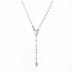 Naszyjnik srebrny różaniec krzyżyk medalik na komunię chrzest srebro