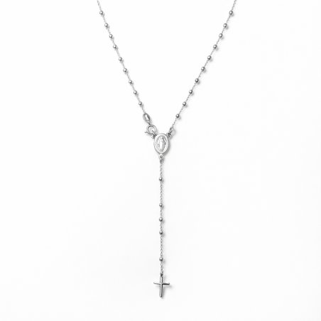 Naszyjnik srebrny różaniec krzyżyk medalik na komunię chrzest srebro