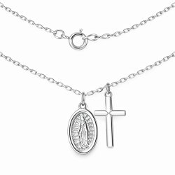 Łańcuszek srebrny z krzyżykiem medalik na komunię dla dziewczynki srebro