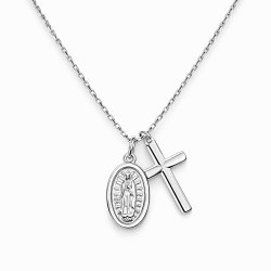 Łańcuszek srebrny z krzyżykiem medalik na komunię dla dziewczynki srebro