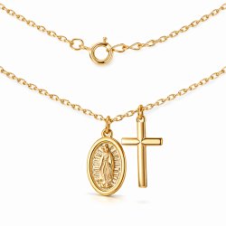 Naszyjnik srebrny krzyżyk medalik srebro 925 pozłacane