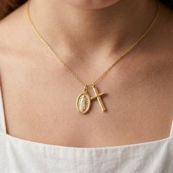 Naszyjnik srebrny krzyżyk medalik srebro 925 pozłacane