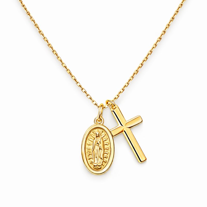 Naszyjnik srebrny krzyżyk medalik srebro 925 pozłacane