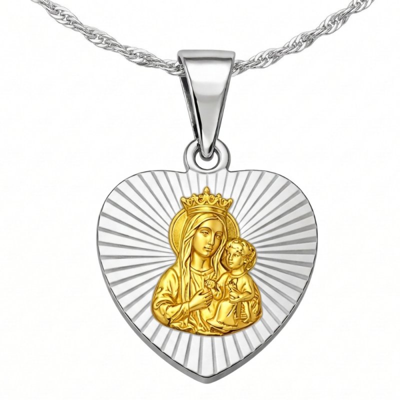 Naszyjnik srebrny łańcuszek dla dziewczynki medalik na komunię srebro 925