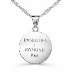 Naszyjnik srebrny łańcuszek dla dziewczynki medalik na komunię srebro 925