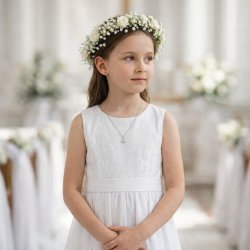 Naszyjnik srebrny łańcuszek dla dziewczynki medalik na komunię srebro 925