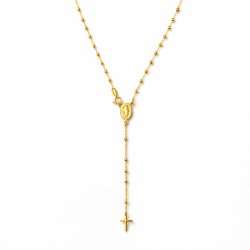 Naszyjnik srebrny różaniec z krzyżykiem i medalikiem na komunię srebro pozłacane 925