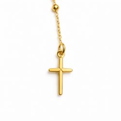 Naszyjnik srebrny różaniec z krzyżykiem i medalikiem na komunię srebro pozłacane 925