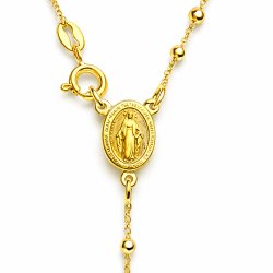 Naszyjnik srebrny różaniec z krzyżykiem i medalikiem na komunię srebro pozłacane 925