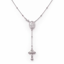 Naszyjnik srebrny rodowany łańcuszek z krzyżykiem i medalikiem srebro 925