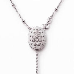 Naszyjnik srebrny rodowany łańcuszek z krzyżykiem i medalikiem srebro 925