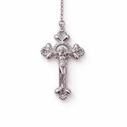 Naszyjnik srebrny rodowany łańcuszek z krzyżykiem i medalikiem srebro 925