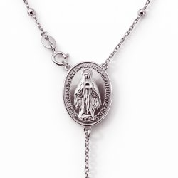 Naszyjnik srebrny rodowany łańcuszek z krzyżykiem i medalikiem srebro 925