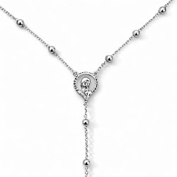 Naszyjnik srebrny rodowany łańcuszek z krzyżykiem i medalikiem srebro 925