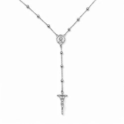 Naszyjnik srebrny rodowany łańcuszek z krzyżykiem i medalikiem srebro 925