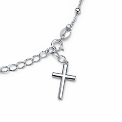 Srebrna bransoletka na rękę rodowana z krzyżykiem i medalikiem srebro 925